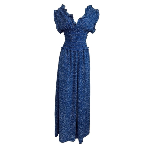 Max Studio Pants - NWT Max Studio Floral Crepe Jumpsuit Sleeveless Surplice Smocked Waist Wide Leg